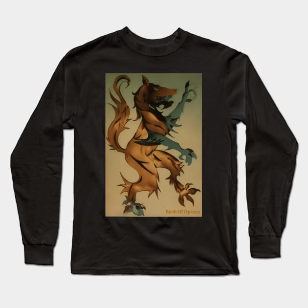 Heraldic Wolf. (Draco) freehand drawn design. Long Sleeve T-Shirt by The Birth Of Optima